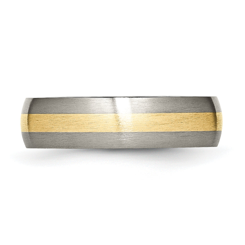 Inlay Wedding Band in Titanium & 14K Gold, 6mm