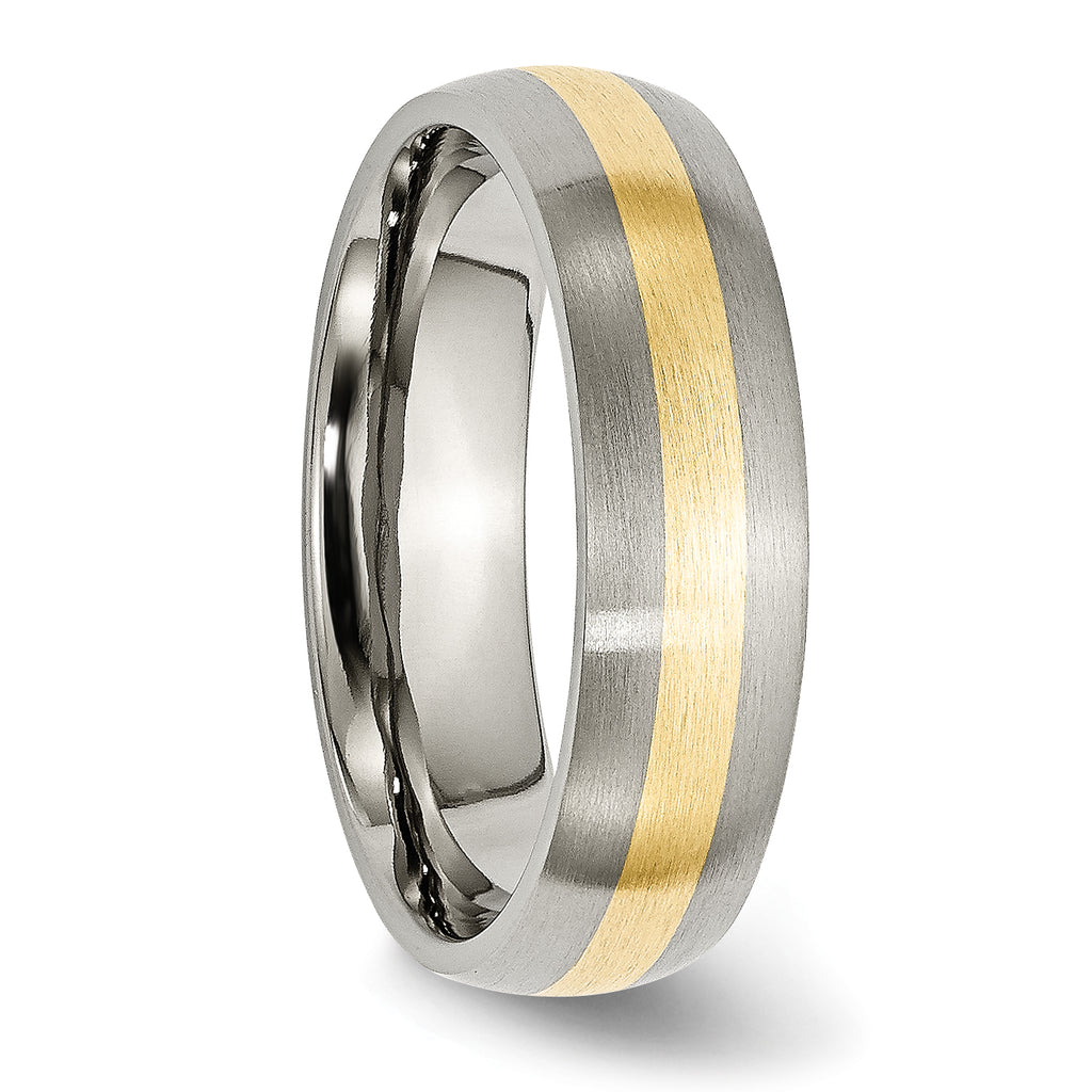 Inlay Wedding Band in Titanium & 14K Gold, 6mm