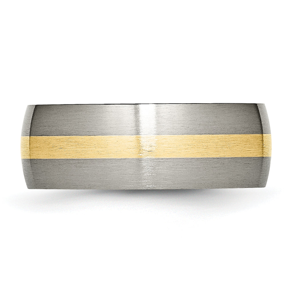 Inlay Wedding Band in Titanium & 14K Gold, 8mm