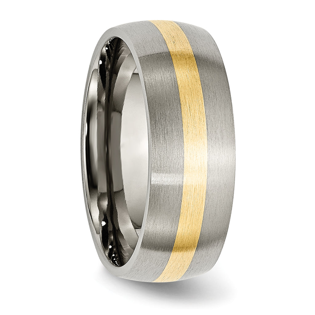 Inlay Wedding Band in Titanium & 14K Gold, 8mm
