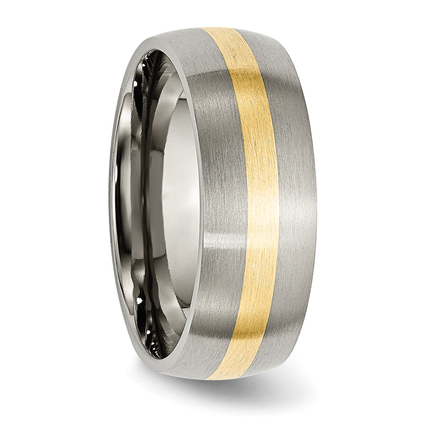 Inlay Wedding Band in Titanium & 14K Gold, 8mm