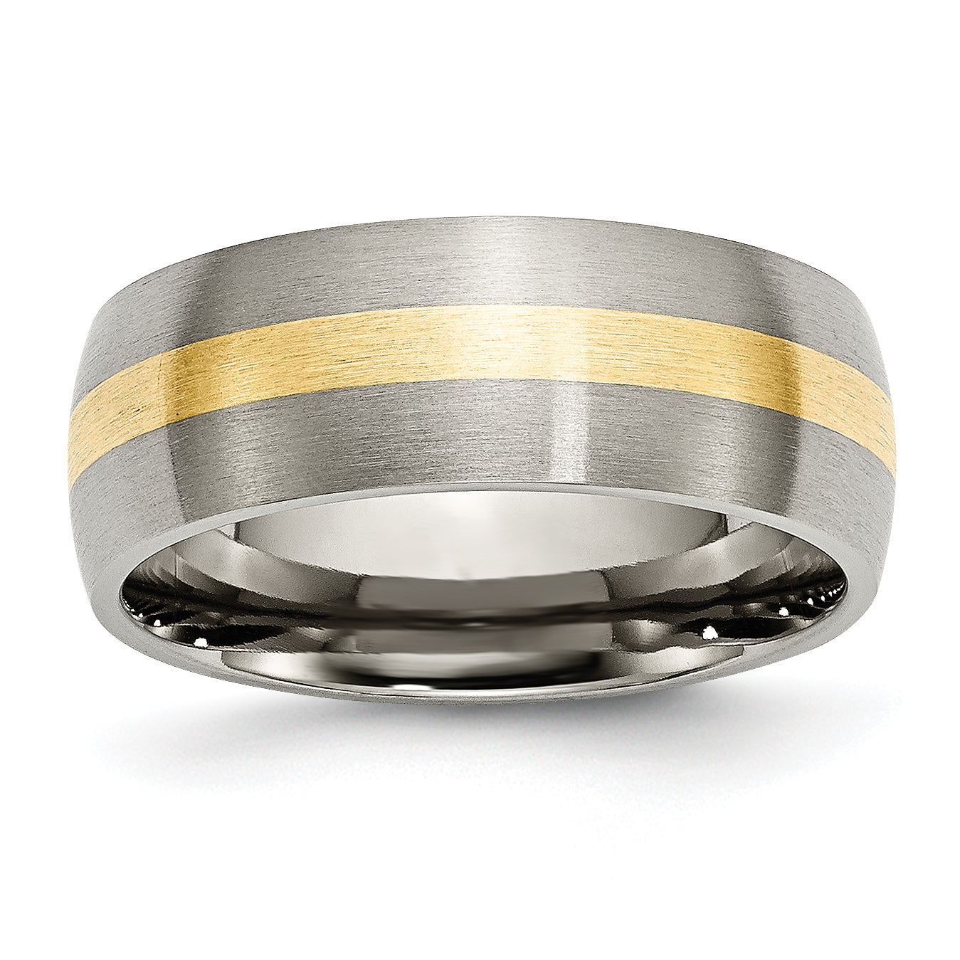 Titanium Brushed with 14k Gold Inlay 8mm Band Main image