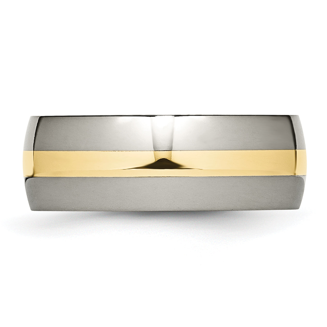 Unisex Titanium and 14K Gold Inlay Polished Wedding Band, Engravable