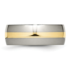 Unisex Titanium and 14K Gold Inlay Polished Wedding Band, Engravable