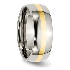 Unisex Titanium and 14K Gold Inlay Polished Wedding Band, Engravable