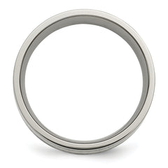 Titanium Wedding Band with 14K Yellow Inlay Engravable Unisex 8mm Polished