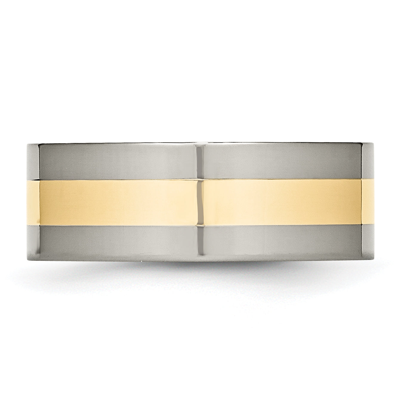 Titanium Wedding Band with 14K Yellow Inlay Engravable Unisex 8mm Polished