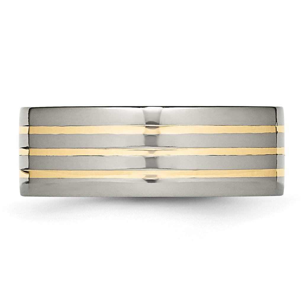 Inlay Wedding Band in Titanium & 14K Gold, 8mm