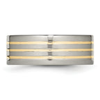 Inlay Wedding Band in Titanium & 14K Gold, 8mm