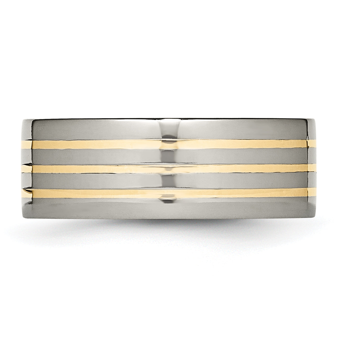 Inlay Wedding Band in Titanium & 14K Gold, 8mm