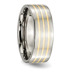 Inlay Wedding Band in Titanium & 14K Gold, 8mm