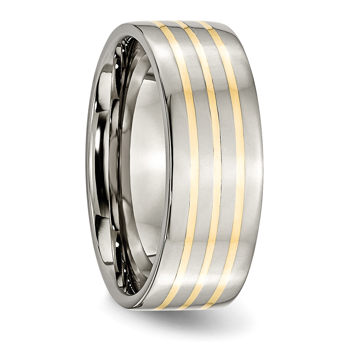 Inlay Wedding Band in Titanium & 14K Gold, 8mm