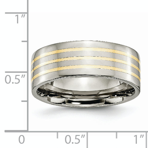 Inlay Wedding Band in Titanium & 14K Gold, 8mm