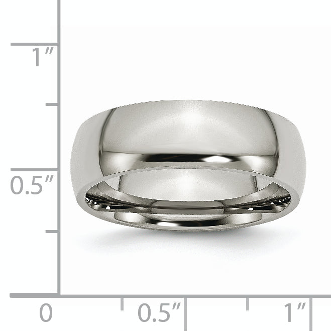 Comfort-Fit Half Round Wedding Band in Titanium, 7mm