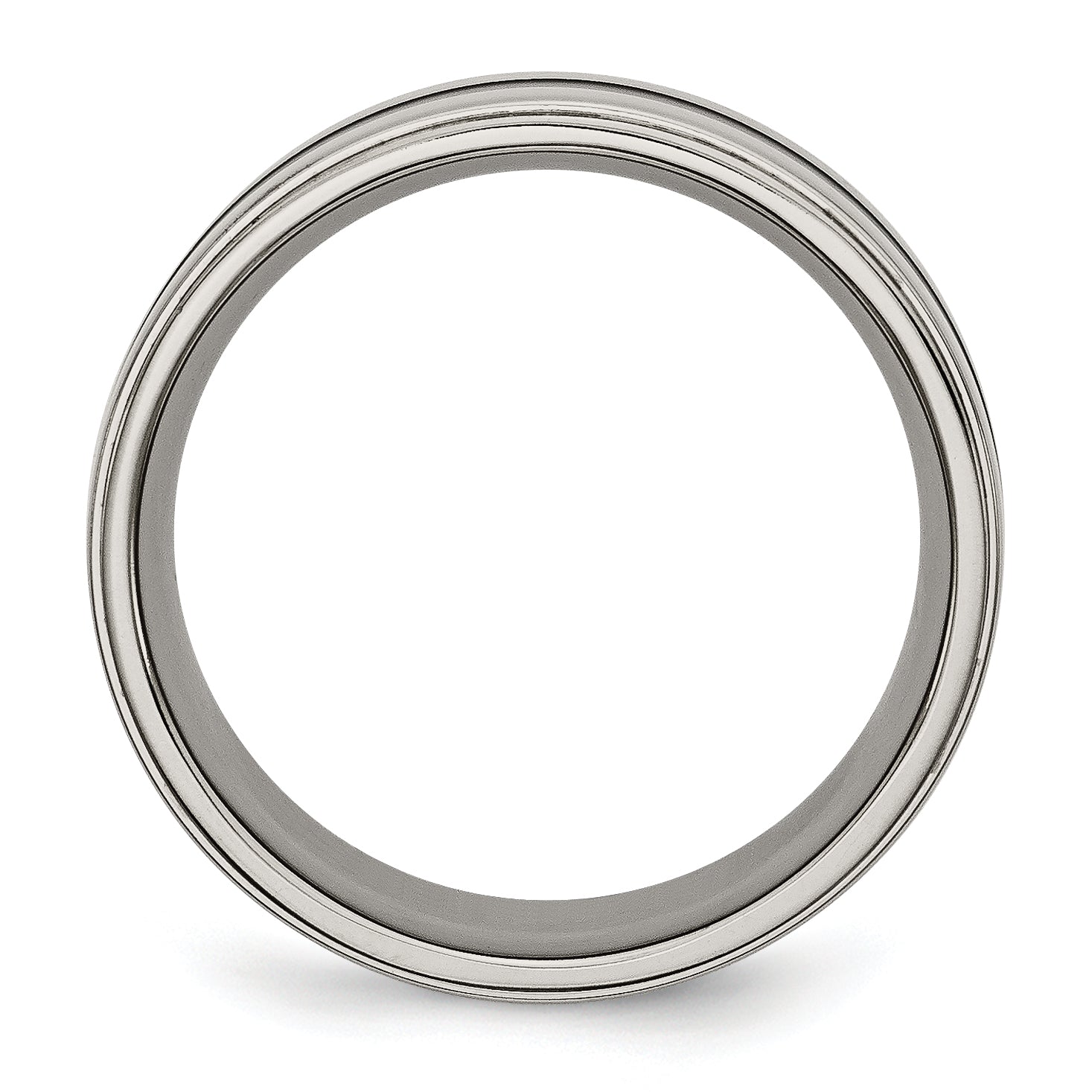 Titanium Unisex Polished Wedding Band with Black Enamel Ridged Edge Secondary image