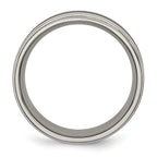 Titanium Unisex Polished Wedding Band with Black Enamel Ridged Edge