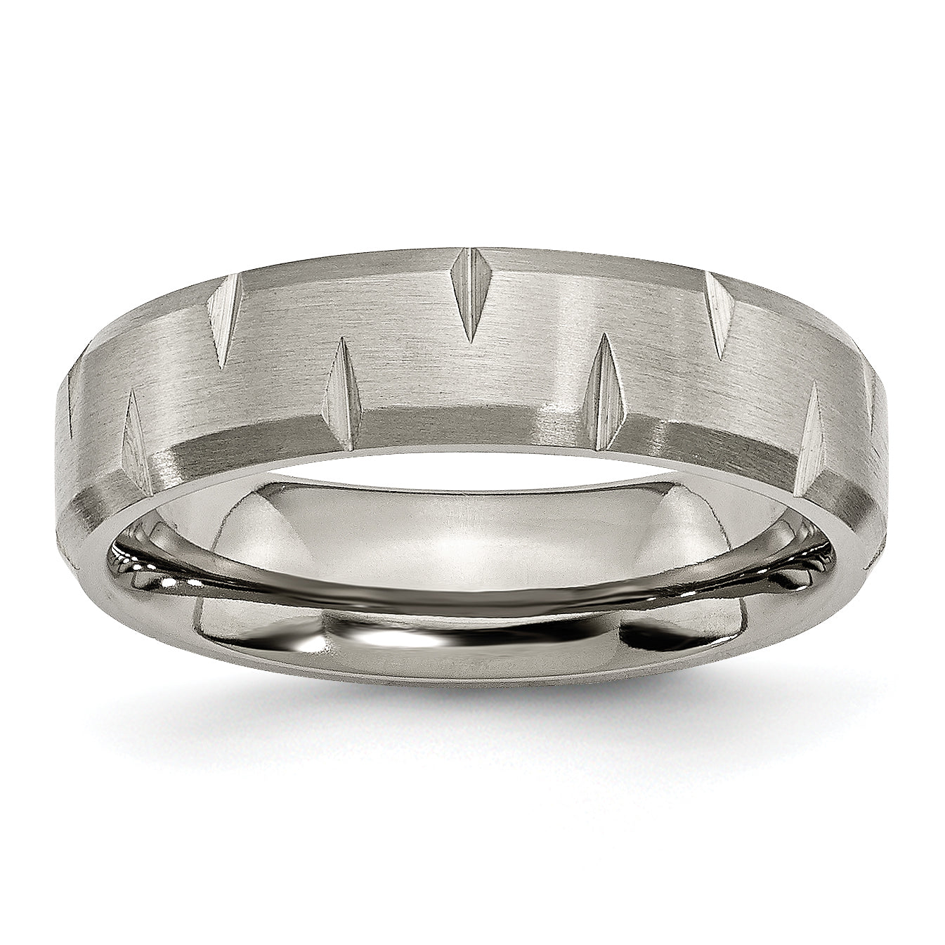 Titanium Brushed 6mm Beveled Edge Notched Band Main image