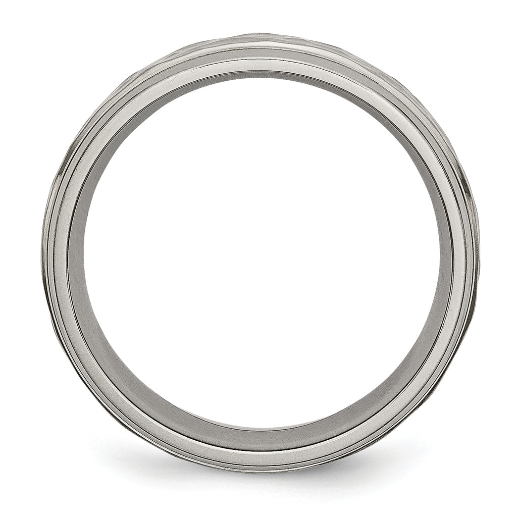 Hammered Comfort-Fit Wedding Band in Titanium, 7mm