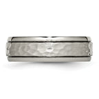 Hammered Comfort-Fit Wedding Band in Titanium, 7mm
