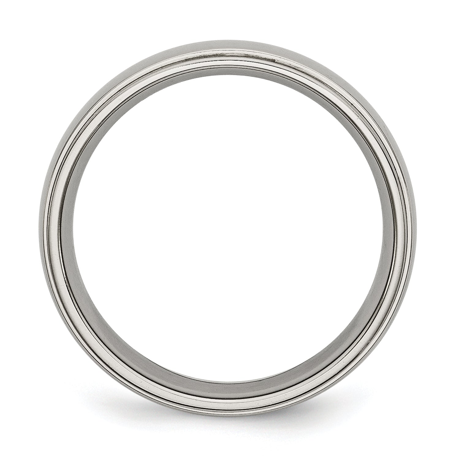 Titanium Unisex Polished 6mm Ridged Wedding Band Engravable