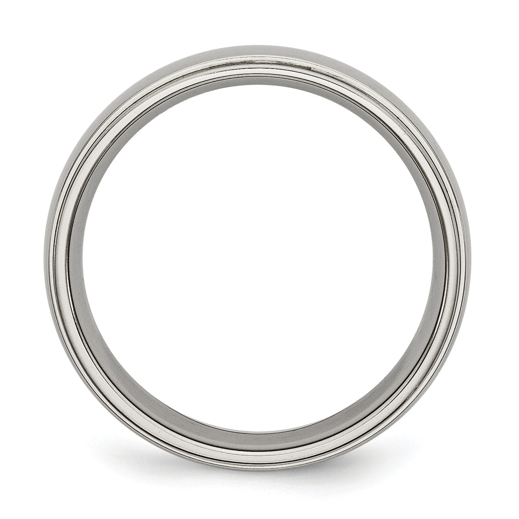 Ridged Edge Wedding Band in Titanium, 6mm
