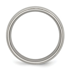 Titanium Unisex Polished 6mm Ridged Wedding Band Engravable