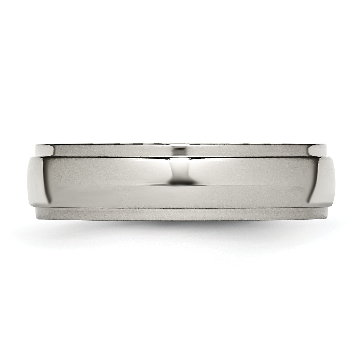 Titanium Unisex Polished 6mm Ridged Wedding Band Engravable