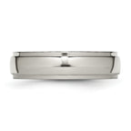 Ridged Edge Wedding Band in Titanium, 6mm