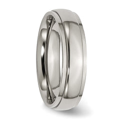 Titanium Unisex Polished 6mm Ridged Wedding Band Engravable