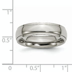 Ridged Edge Wedding Band in Titanium, 6mm