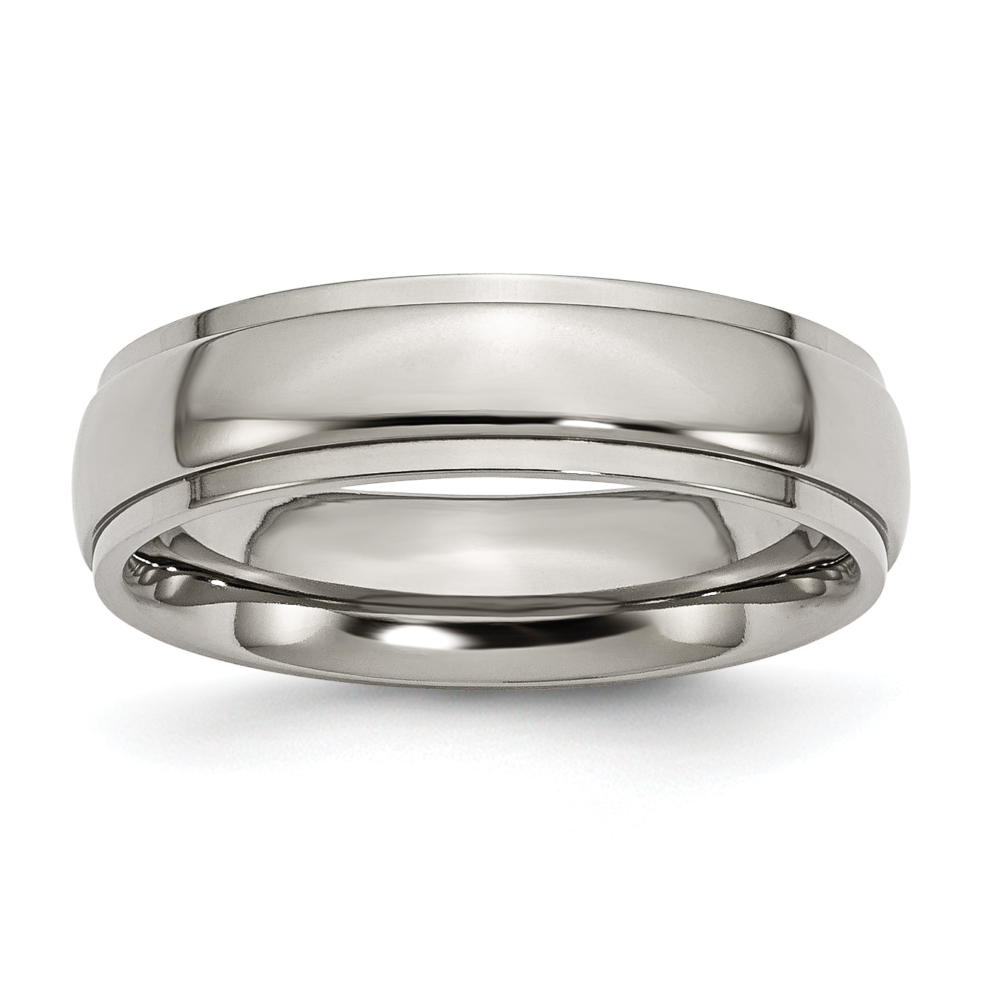 Titanium Polished 6mm Ridged Edge Band Main image