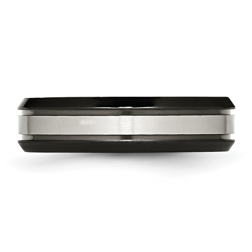 Titanium Unisex Wedding Band with Black Satin Finish