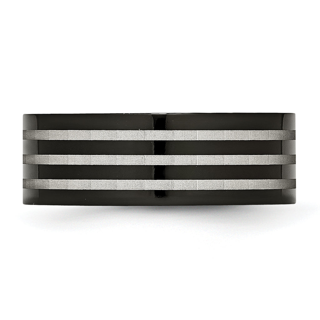 Black IP-Plated Wedding Band in Titanium, 8mm