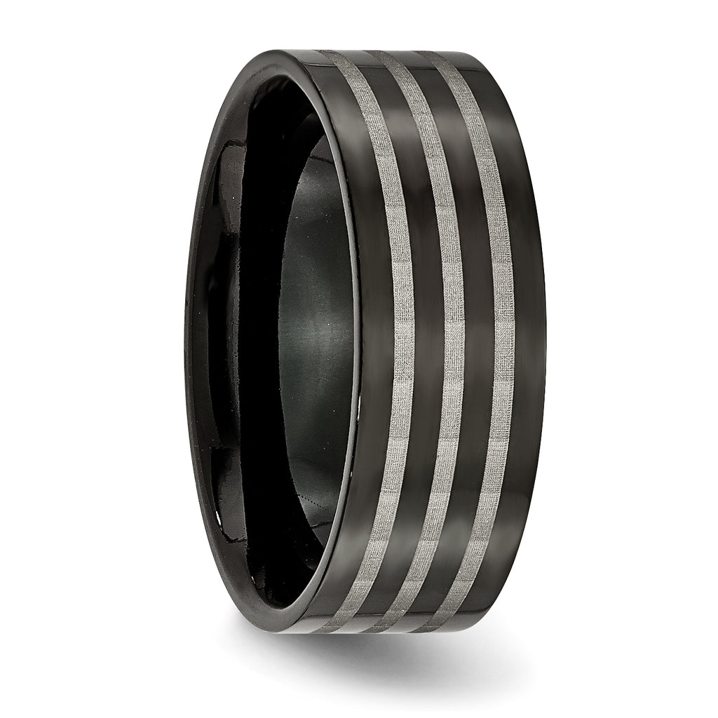 Black IP-Plated Wedding Band in Titanium, 8mm