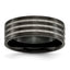 Titanium Polished 8mm Black IP-plated WithSatin Stripes Band