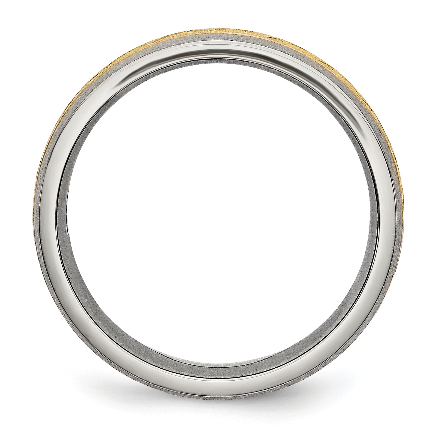 Titanium Unisex Wedding Band with Yellow IP-Plated X Design