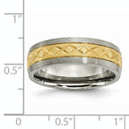 Titanium Unisex Wedding Band with Yellow IP-Plated X Design
