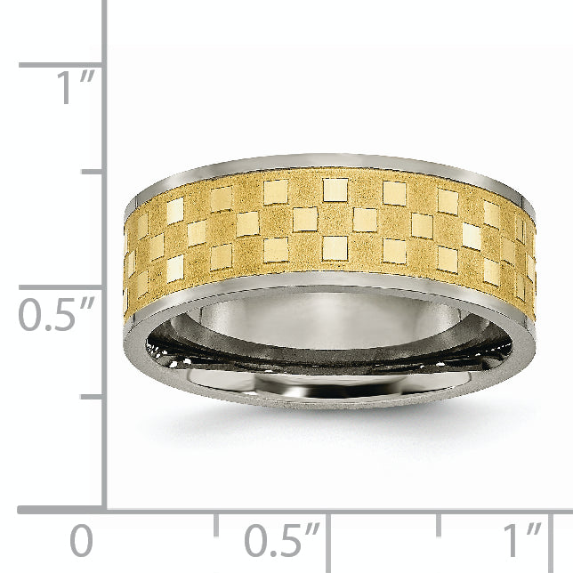 Sophia Jewelers Titanium Unisex Wedding Band with Yellow Satin Finish