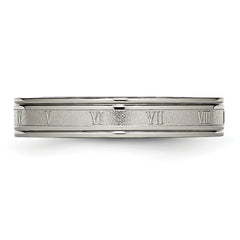 Titanium Unisex Wedding Band with Roman Numerals and Brushed Finish