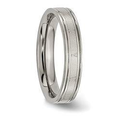 Titanium Unisex Wedding Band with Roman Numerals and Brushed Finish