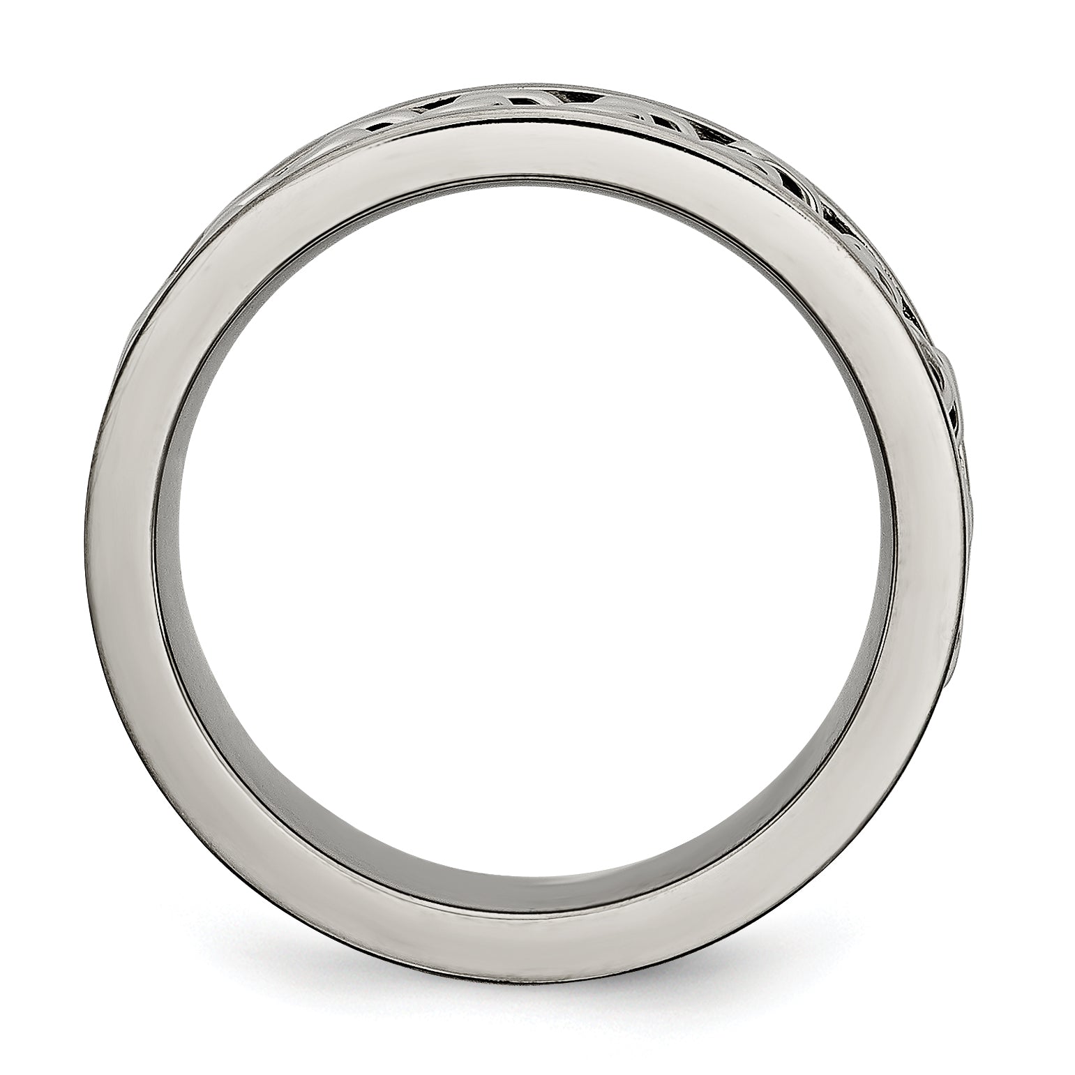 Chain Inlay Comfort-Fit Wedding Band in Titanium, 7mm Secondary image