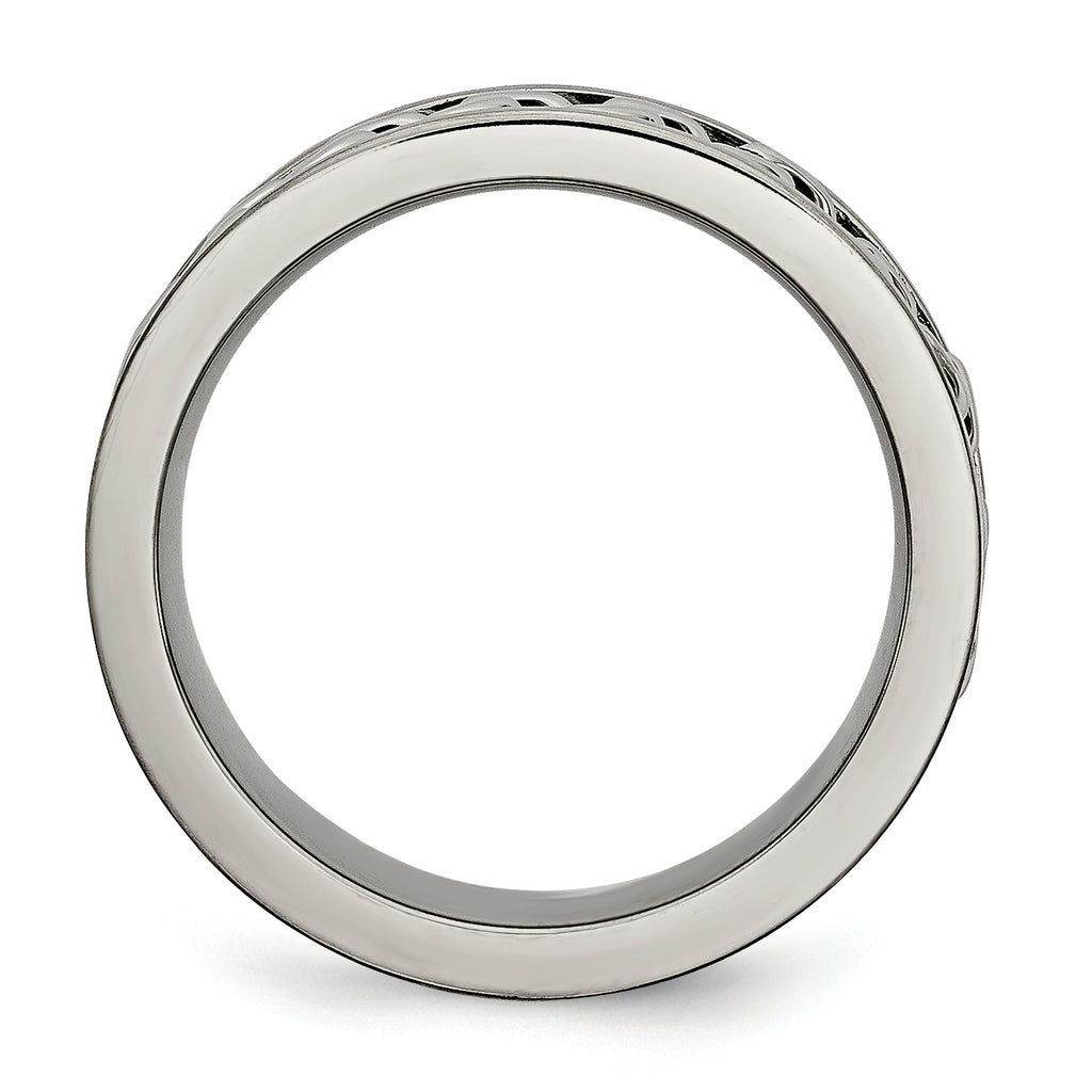 Chain Inlay Comfort-Fit Wedding Band in Titanium, 7mm