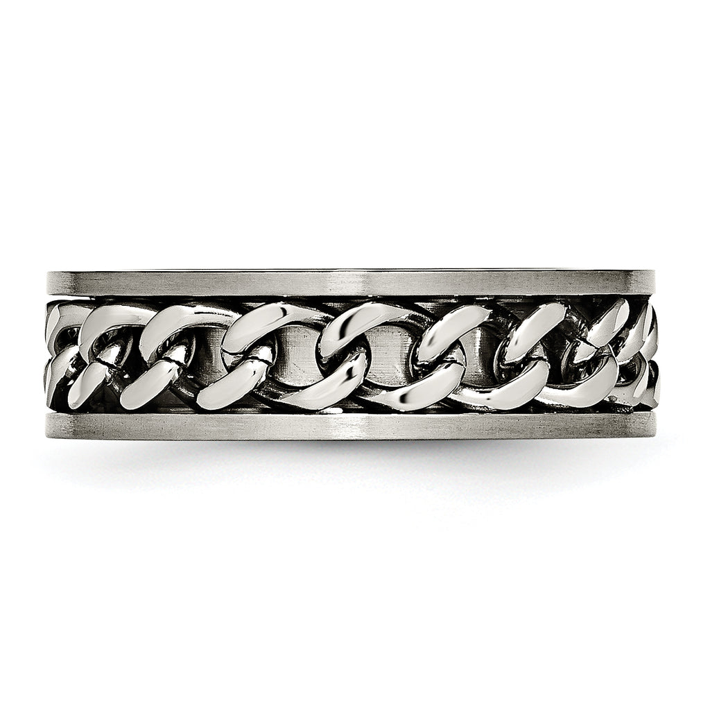 Chain Inlay Comfort-Fit Wedding Band in Titanium, 7mm