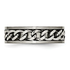 Chain Inlay Comfort-Fit Wedding Band in Titanium, 7mm