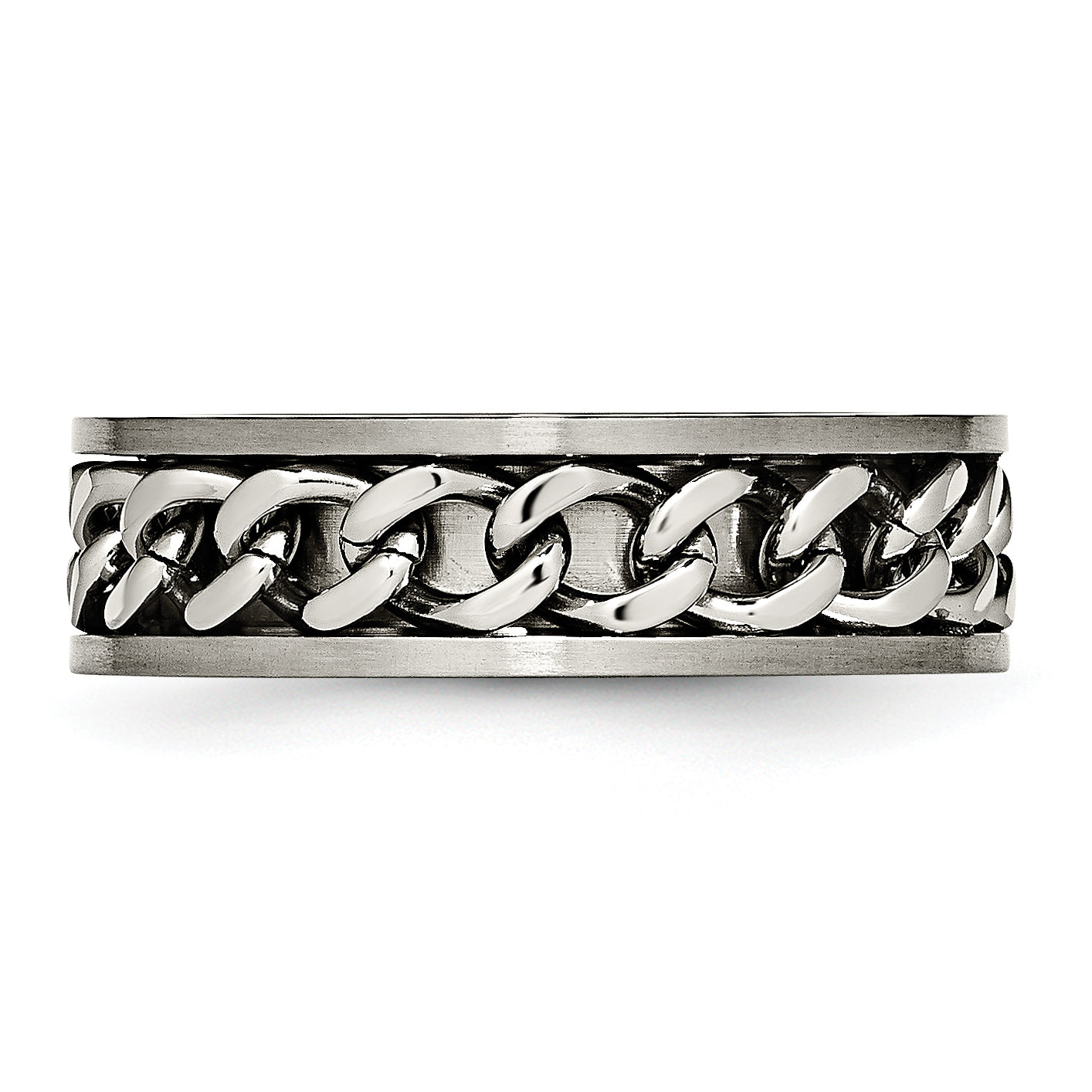 Chain Inlay Comfort-Fit Wedding Band in Titanium, 7mm