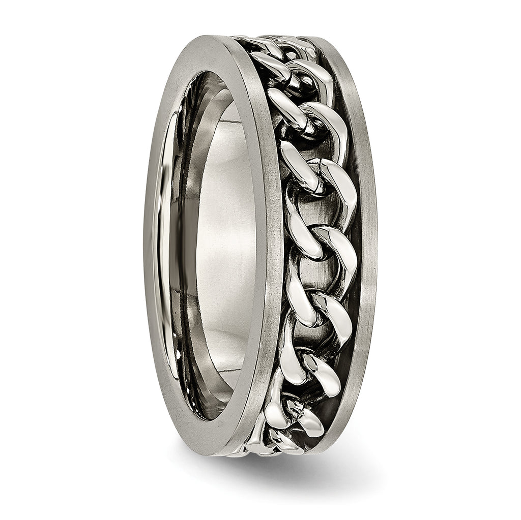 Chain Inlay Comfort-Fit Wedding Band in Titanium, 7mm
