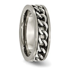 Chain Inlay Comfort-Fit Wedding Band in Titanium, 7mm