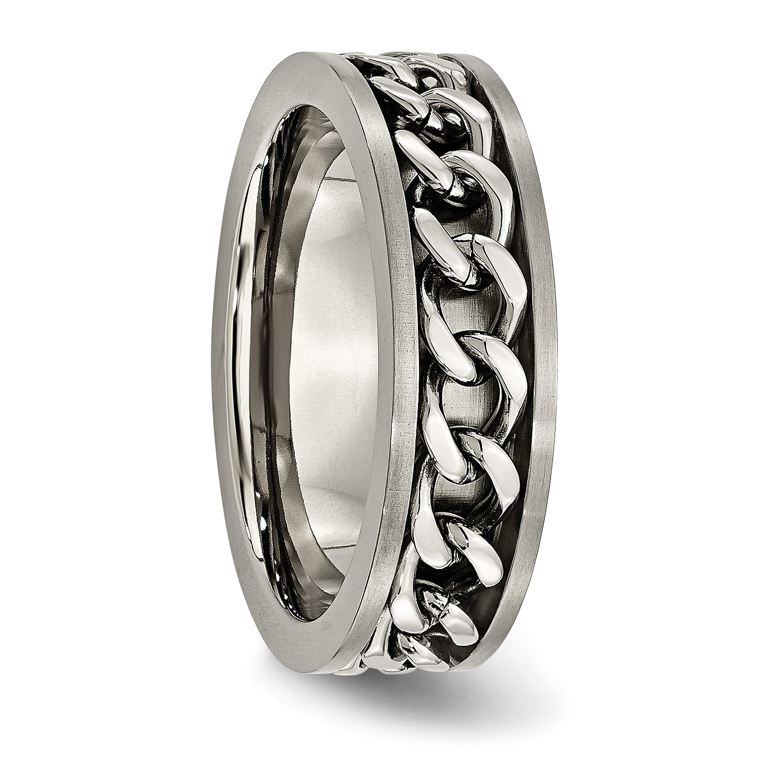 Chain Inlay Comfort-Fit Wedding Band in Titanium, 7mm
