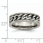 Chain Inlay Comfort-Fit Wedding Band in Titanium, 7mm