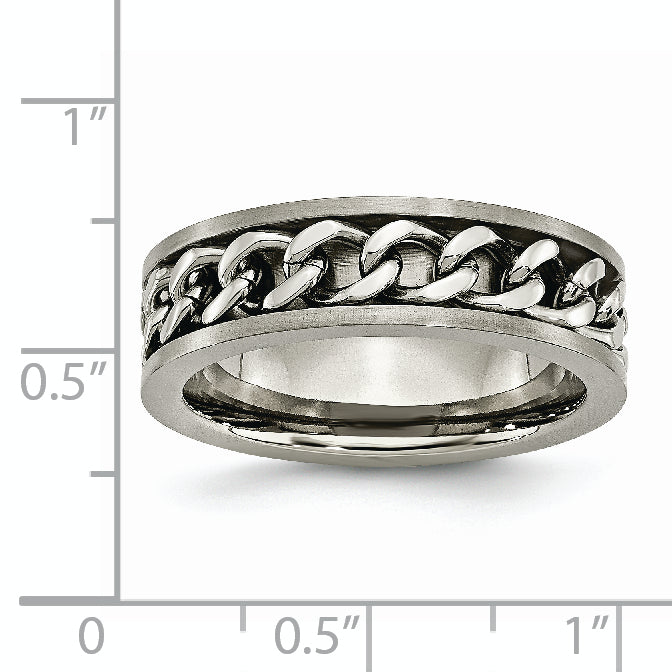Chain Inlay Comfort-Fit Wedding Band in Titanium, 7mm
